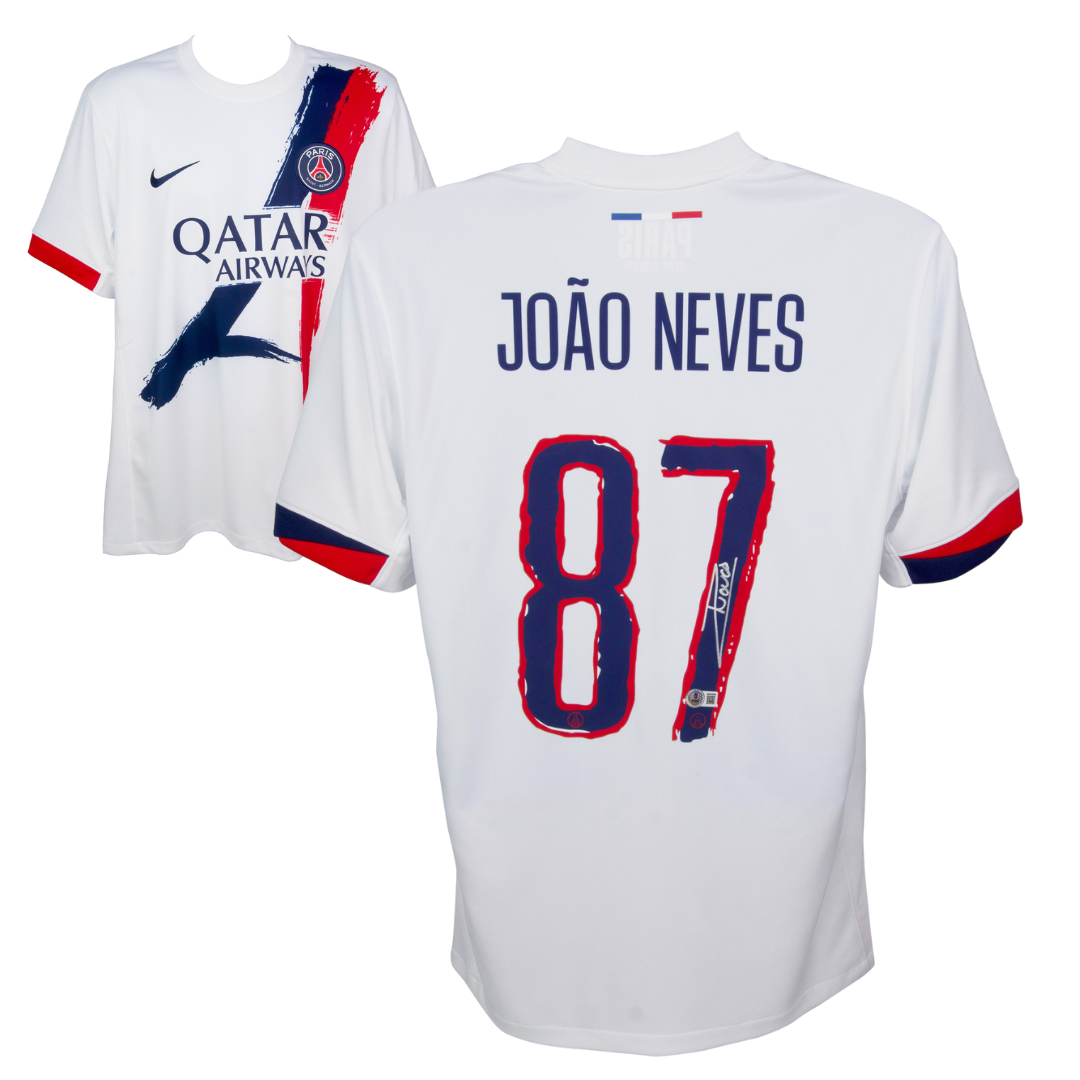 Joao Neves Signed PSG Away Soccer Jersey #87 with Beckett Witness